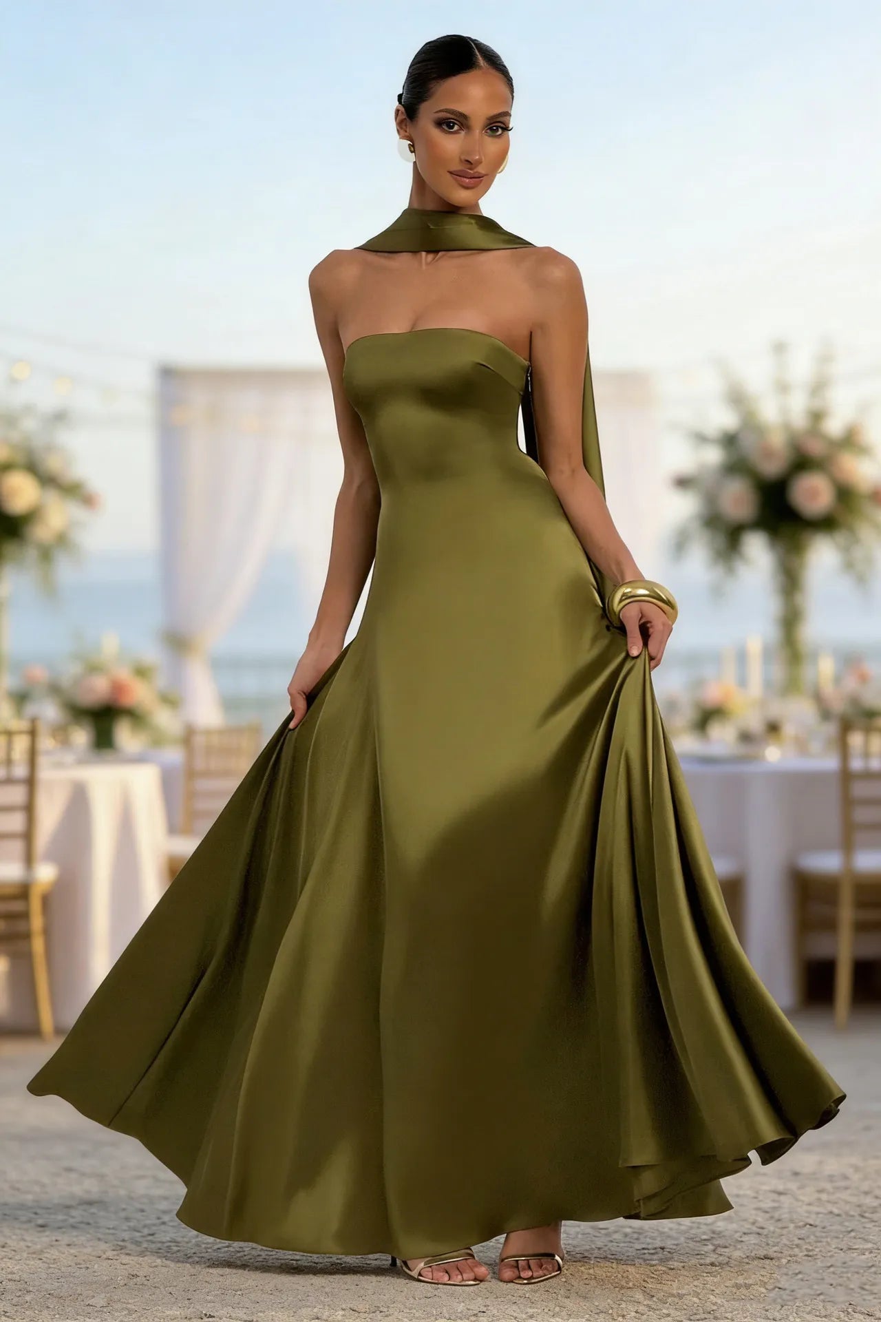 Serena Maxi-jurk met Sjaalkraag