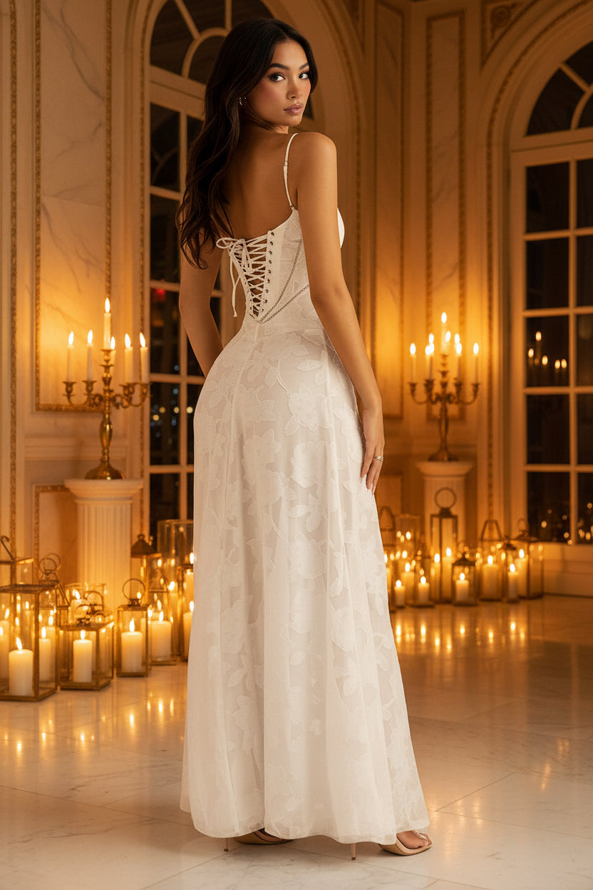 Celeste Kant Maxi-jurk met Vetertaille
