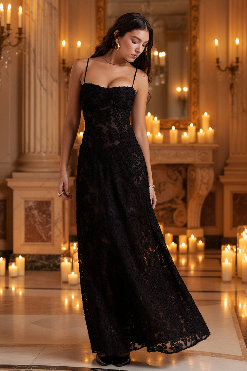 Celeste Kant Maxi-jurk met Vetertaille